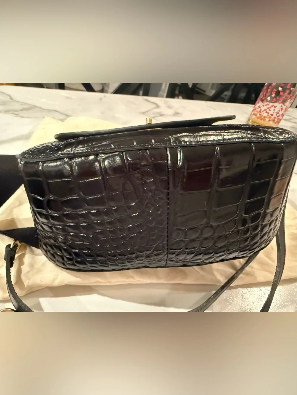 Turnlock Louis w/ Top Handle - Black Croco Clare V.
